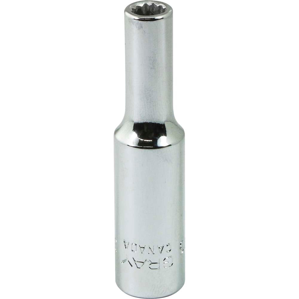 Gray Tools 7/16-inch Deep 12-Point Socket – 1/4-inch Drive, Chrome Finish, Premium Tool Steel (Made In Canada)