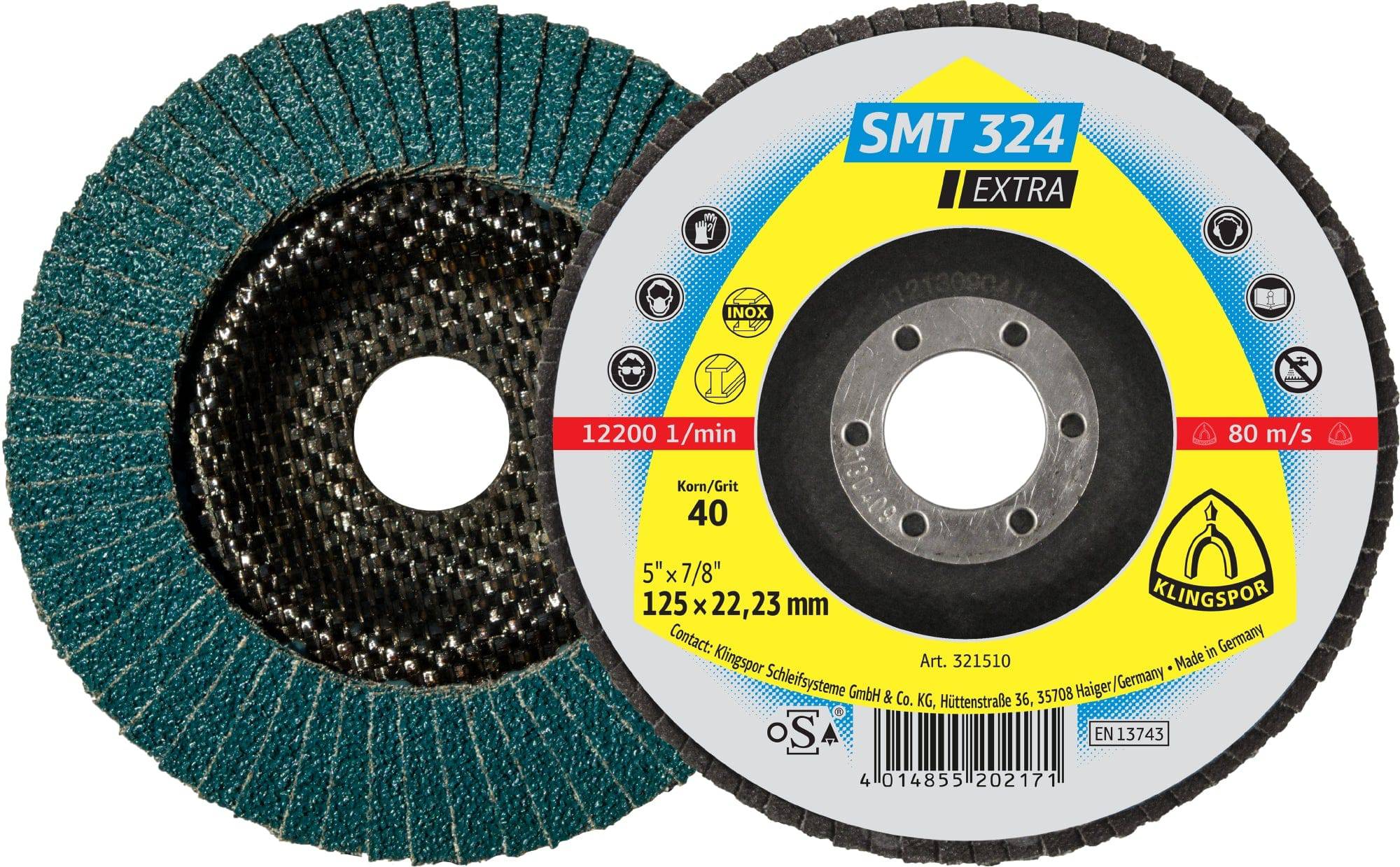 Klingspor Flap Disc 4-1/2 Inch X 7/8 Inch Convex 12 Degree 40 Grit ...