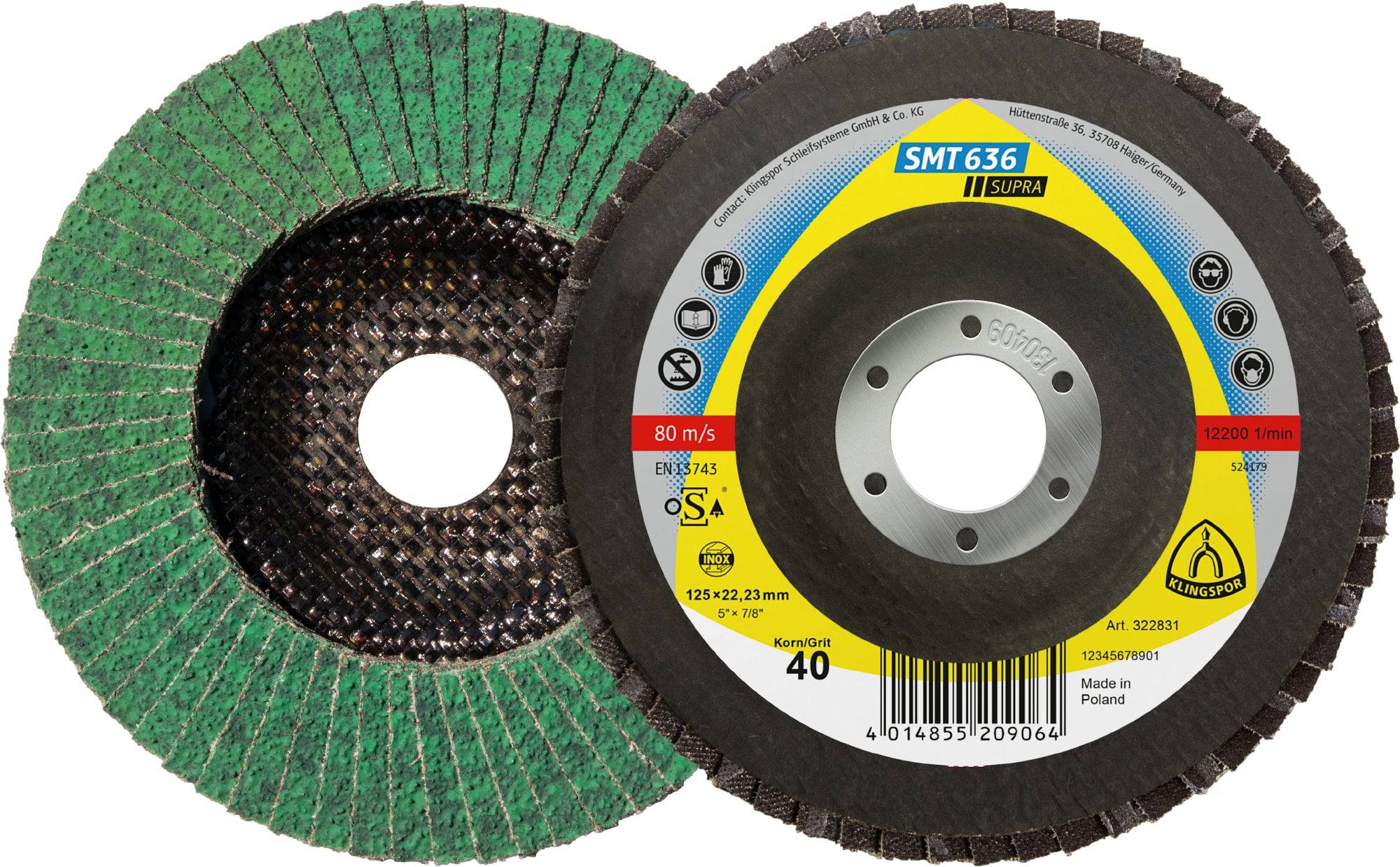 Klingspor Flap Disc 4-1/2 Inch X 7/8 Inch Convex 6 Degree 40 Grit ...