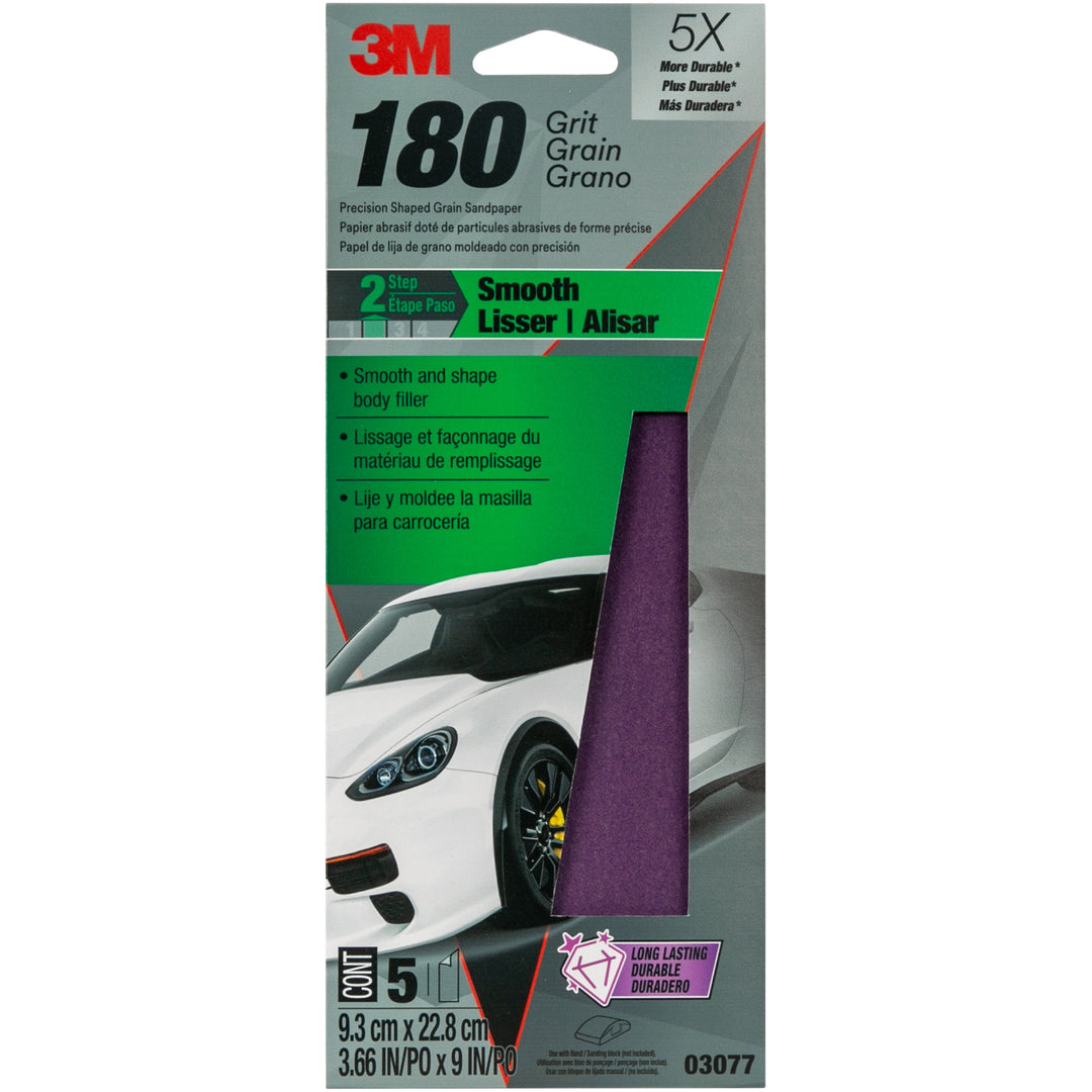 3M 03077C - Performance Sandpaper 180-grit (3-2/3 Inch x 9 Inch) 7100282004 — official package image