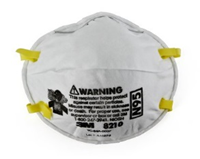 3M 8210 N95 particulate respirator mask, disposable filter mask, shown in box of 20, with adjustable nose clip and ear loops.