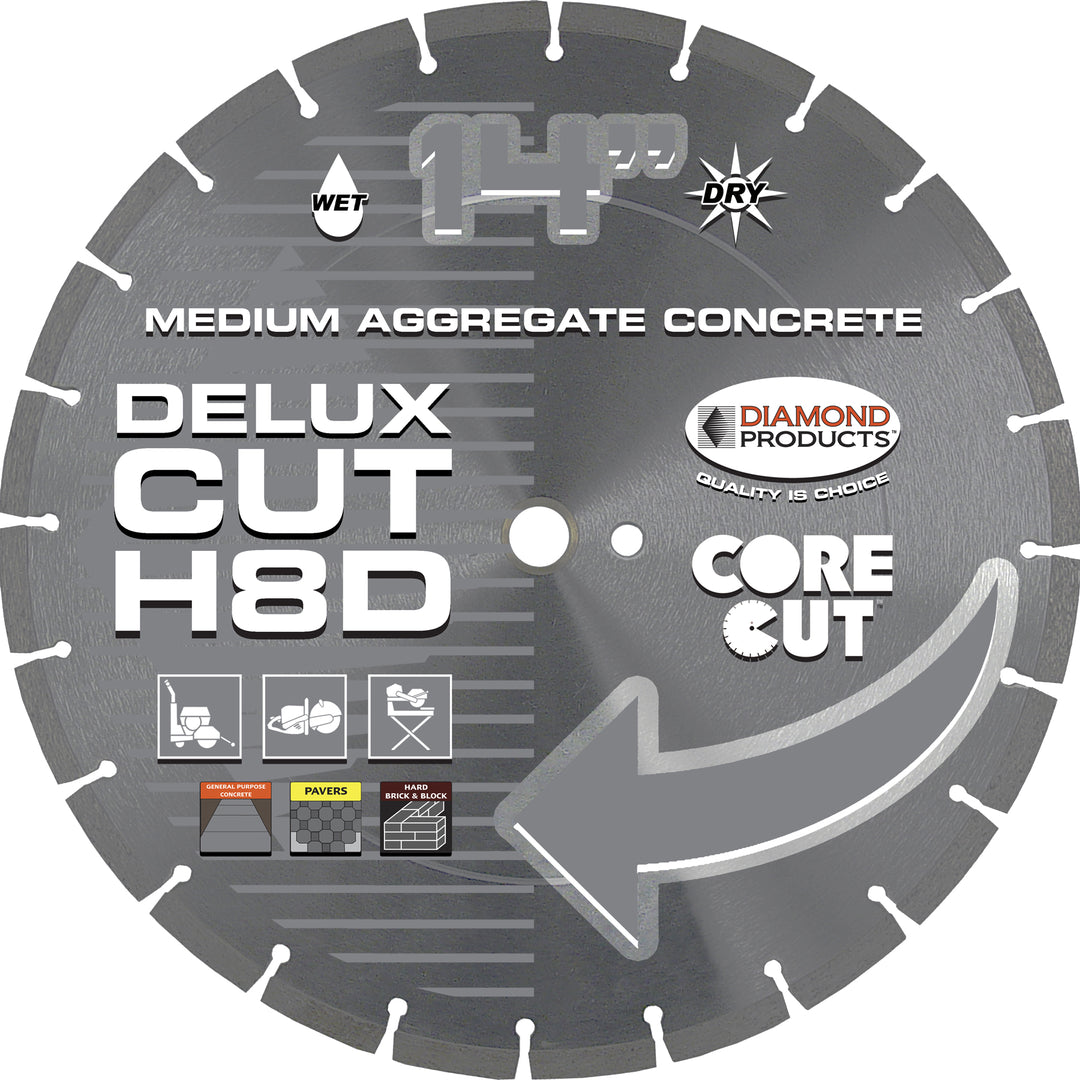 Diamond Products 70499 - 14 Inch x .125 Inch x 1 Inch, Delux-Cut (D) Asphalt, Green Concrete, Brick and Block, High Speed Hand Saw Diamond Blade