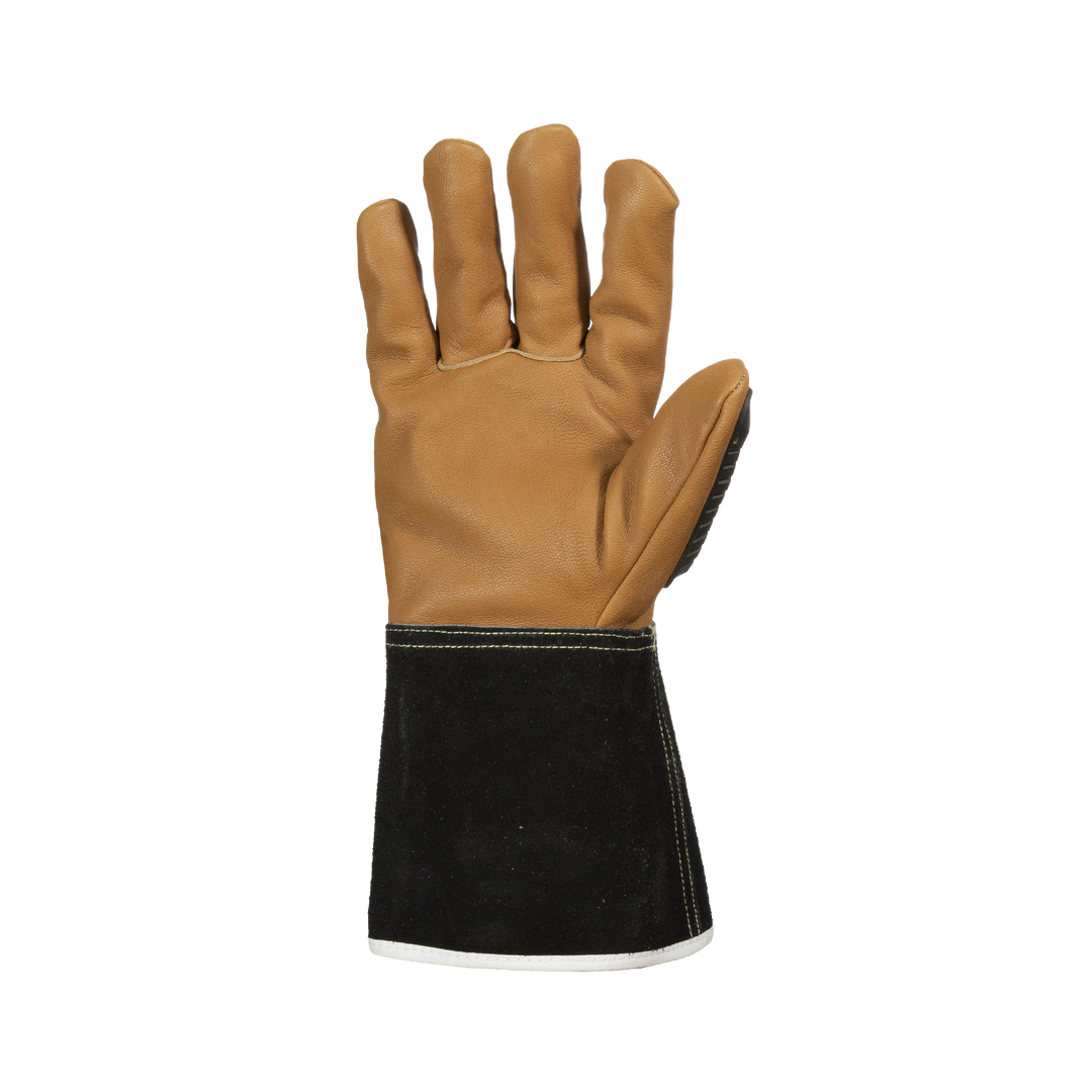 Superior Glove Endura 375KGTVBXXX oilbloc goatskin glove with Kevlar and Thinsulate TPR back, showing the palm and safety features.