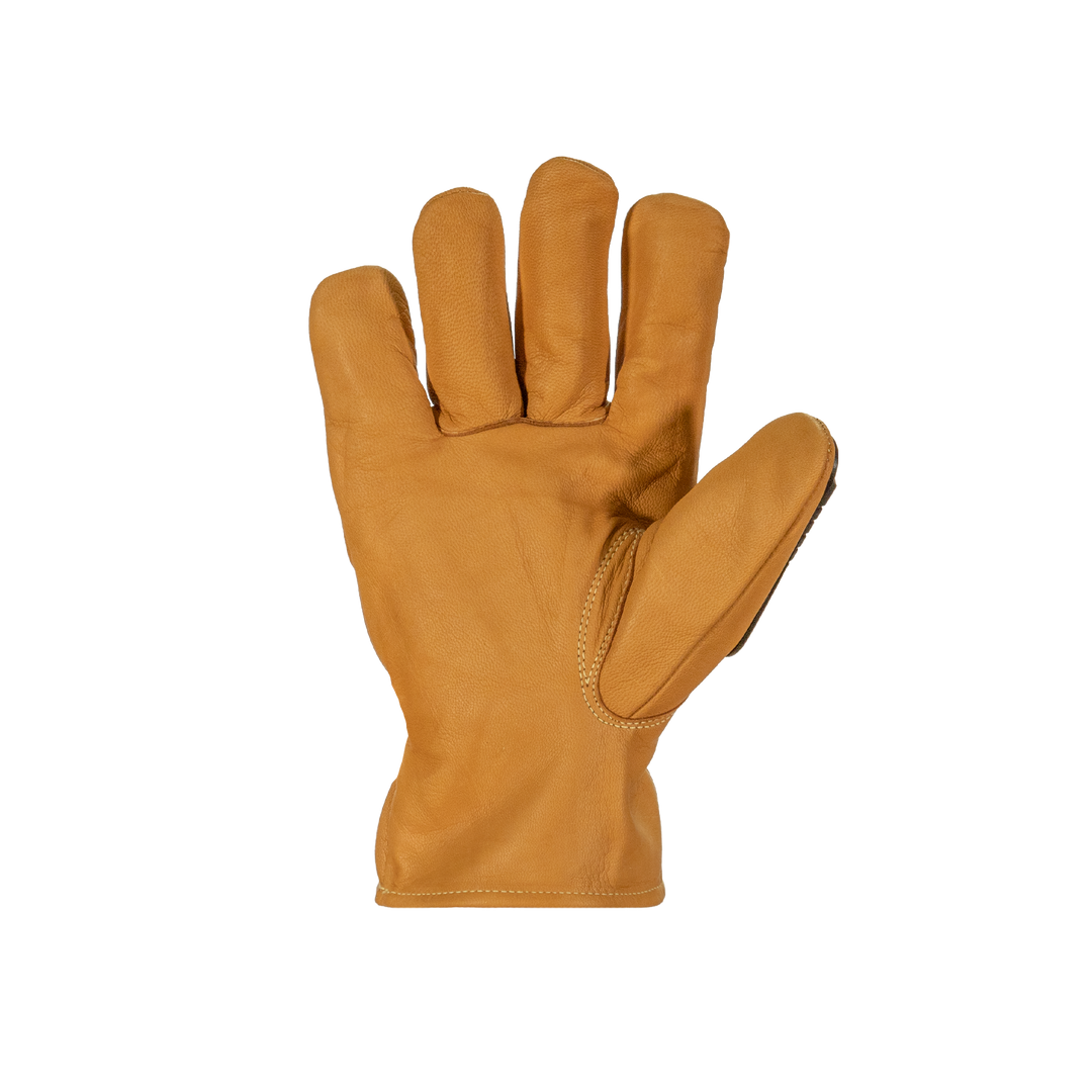 Superior Glove 378GCXVBXL Endura Oilbloc grain goat driver glove with Kevlar and steel lining, TPR back for ANSI A9 cut protection.