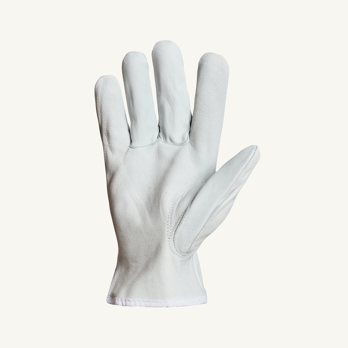 Superior Glove 378GKTAS Endura Grain Goatskin Drivers Glove with keystone thumb, unlined, showing the palm and durable leather texture.