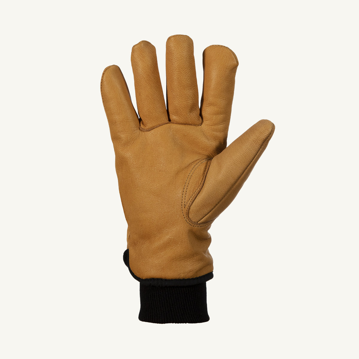 Superior Glove Oilbloc Endura goatskin driver’s glove with Thinsulate lining and knitwrist cuff, shown focusing on palm and glove details.