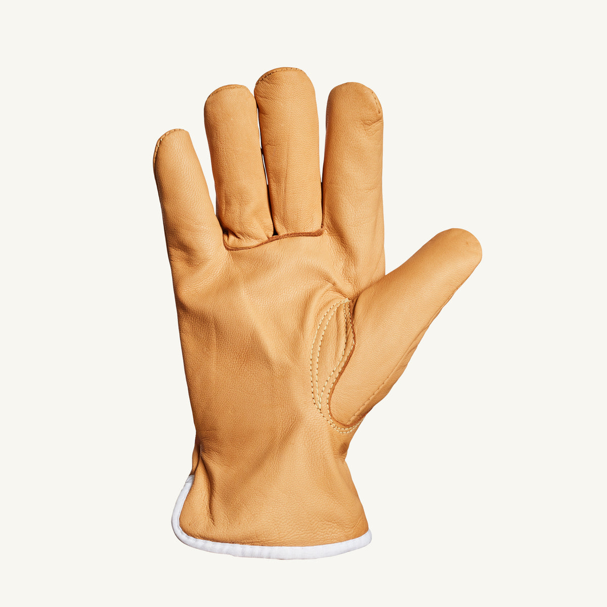 Superior Glove Oilbloc Endura goatskin driver glove with keystone thumb, Kevlar reinforcement, and Thinsulate lining, showing the palm.