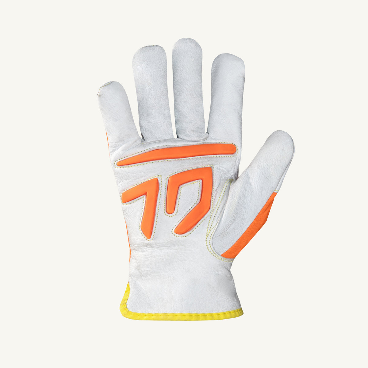 Superior Glove 378GTX/S Endura Grain Goat Driver glove with TPR palm pads and orange fabric back for durability and hand protection.