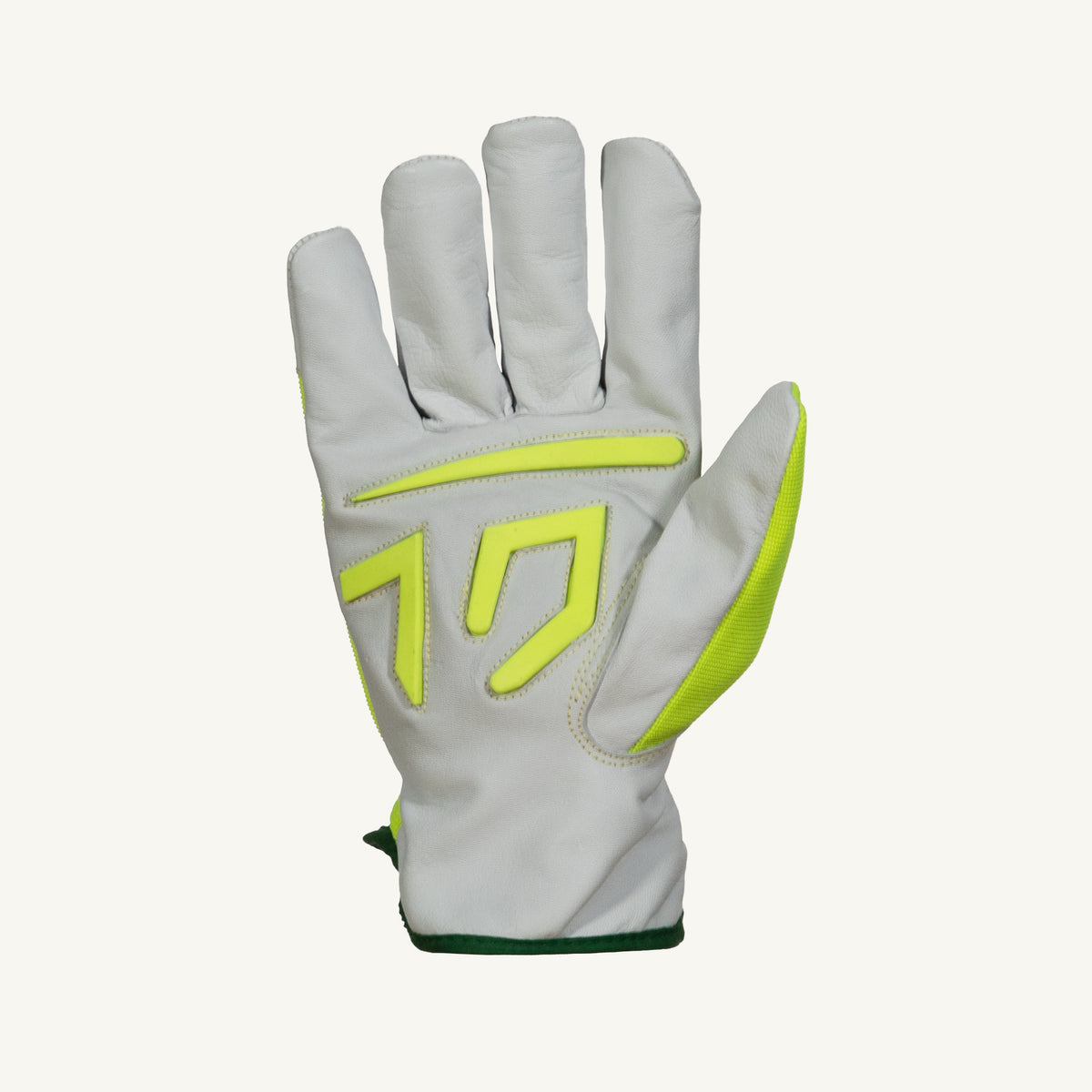 Superior Glove 378GTXHVBXX Endura Grain Goat Driver glove with steel lining, high-visibility yellow back, silver stripe, ANSI A5 standard