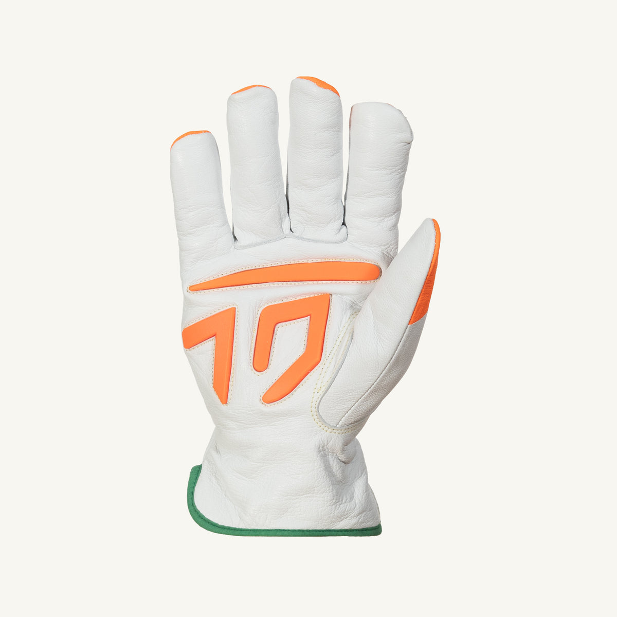 Superior Glove 378GTXOTLS Endura Grain Goat Driver glove with hi-viz orange finger tips, steel reinforcement, and Thinsulate lining.