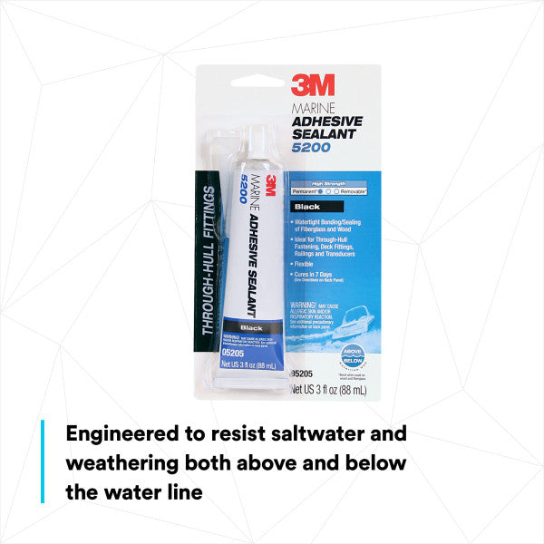3M 5205 - Marine Grade Adhesive Sealant 5200 in Black - 3 fl. Oz (88 ml) 7000142659