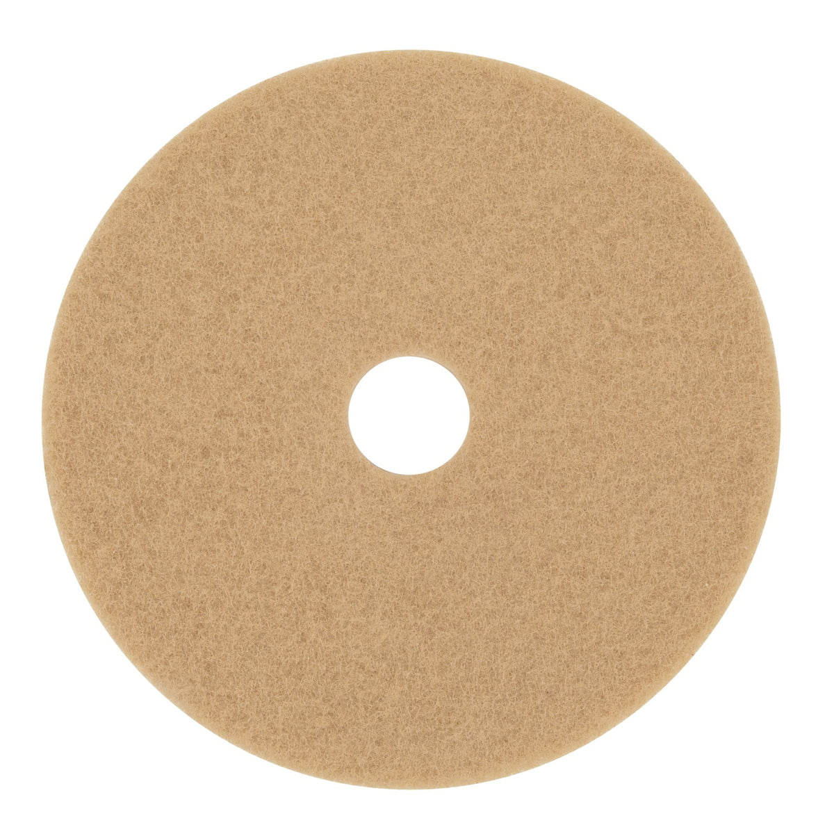 3M F-3400-TAN-27 burnish pad in tan color, 27-inch diameter for floor polishing and finishing.