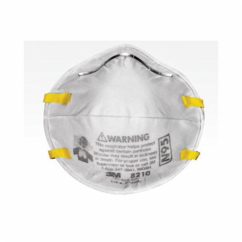 3M 8210P2-DC Performance N95 respirator mask for paint prep with adjustable straps and breathable filter material.