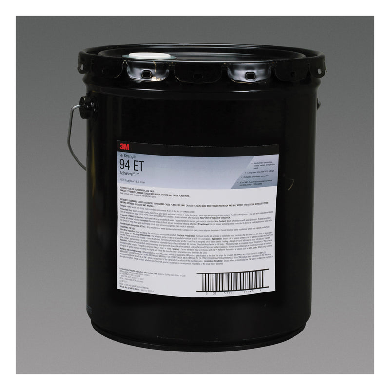 3M 94ET-CLR-5GAL - Clear Hi-Strength 94 ET Spray Adhesive - 5 Gallon (19 L) Pail 7100022993 - eGrimesDirect