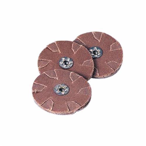 3M aluminum oxide abrasive disc, 2-inch diameter, P100 grit, 2-ply, with 8-32 overlap for grinding and surface finishing.
