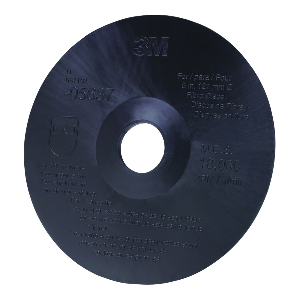 3M Fibre Disc Back Up Pad for 5-inch fibre discs with 7/8-inch shank, used for grinding and sanding applications.