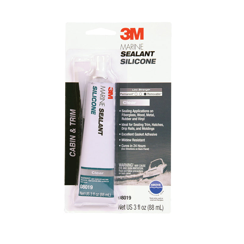 3M 08019-3OZ - Marine Grade Silicone Sealant in Clear - 3 fl. Oz (88 ml) Tube 7000120480 - eGrimesDirect