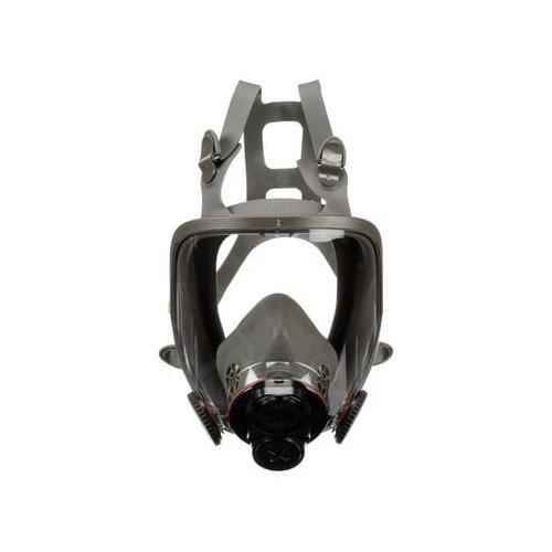 3M 6800DIN full facepiece respirator in medium size with adjustable straps and clear face shield for respiratory protection.
