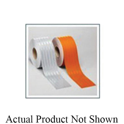 3M 3334R-12X50 - 3M Flexible Prismatic Reflective Barricade Sheeting, 3334R, white/orange with 4 in stripe/right, 12 in x 50 yd 3M 3334R-12X50 7000129531 - eGrimesDirect