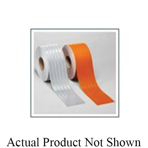 3M 3334R-12X50 - 3M Flexible Prismatic Reflective Barricade Sheeting, 3334R, white/orange with 4 in stripe/right, 12 in x 50 yd 3M 3334R-12X50 7000129531