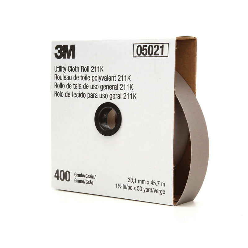 3M AB05021 - 1-1/2 Inch x 50Yd 400 Grit 211K Aluminum Oxide Utility Cloth Roll J-Weight 7000118354