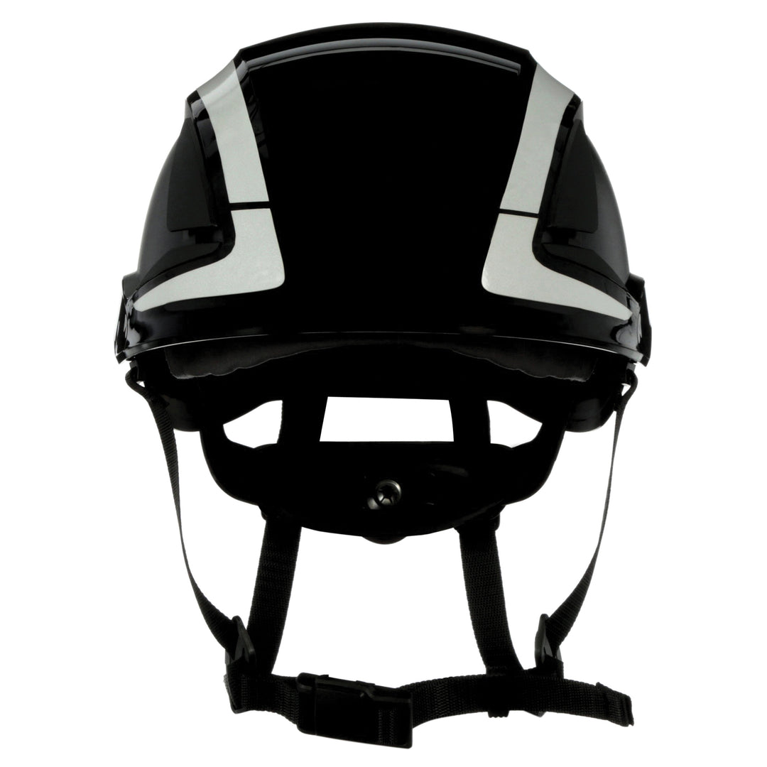 3M SecureFit X5012X-ANSI safety helmet in black with Scotchlite reflective material and adjustable headband for industrial safety