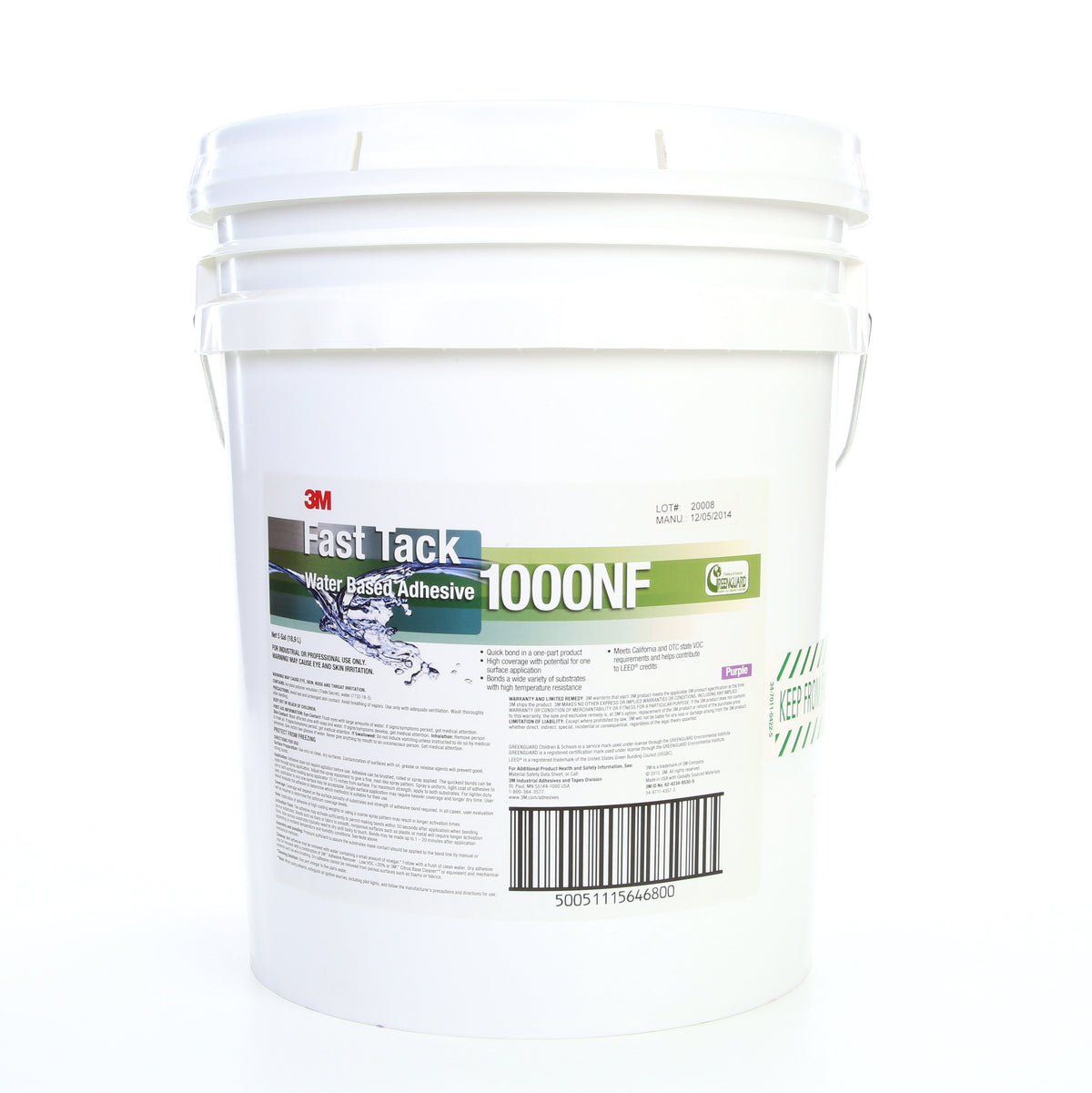 3M TM Fast Tack Water Based Adhesive 1000NF, Purple, 5 Gallon (18.92 L), Case