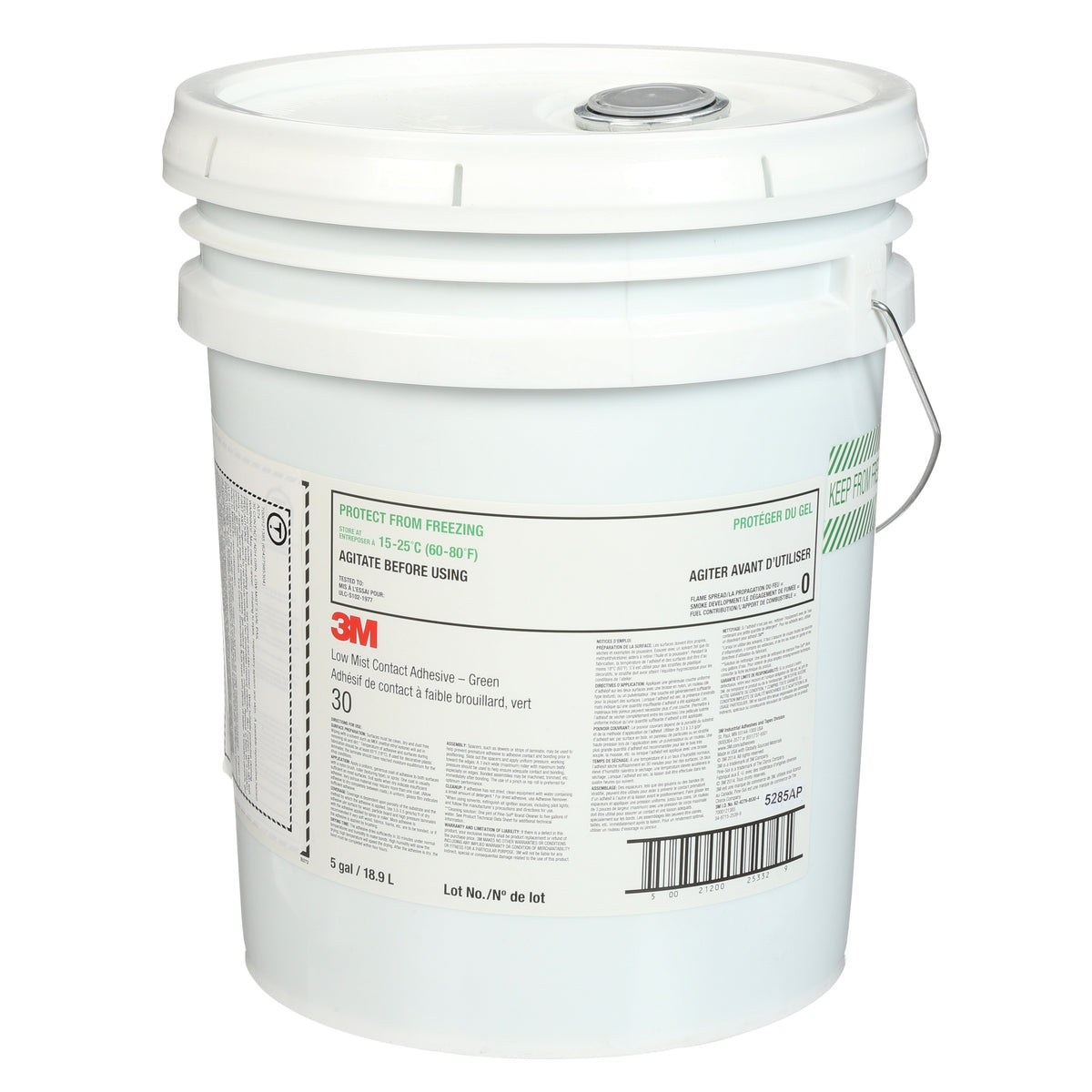 3M TM Low Mist Contact Adhesive, Green, 5 gal (18.92 L) (Pail), 1 Can/Drum