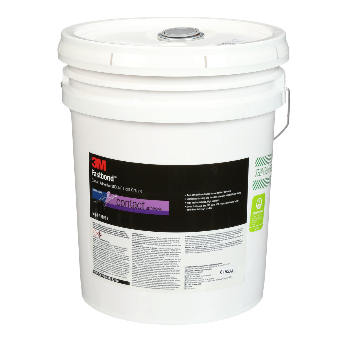 3M TM Fastbond TM Contact Adhesive 2000NF, Light Orange, 5 Gallon (18.92 L) Poly Pour Spout, 1 Can/Case