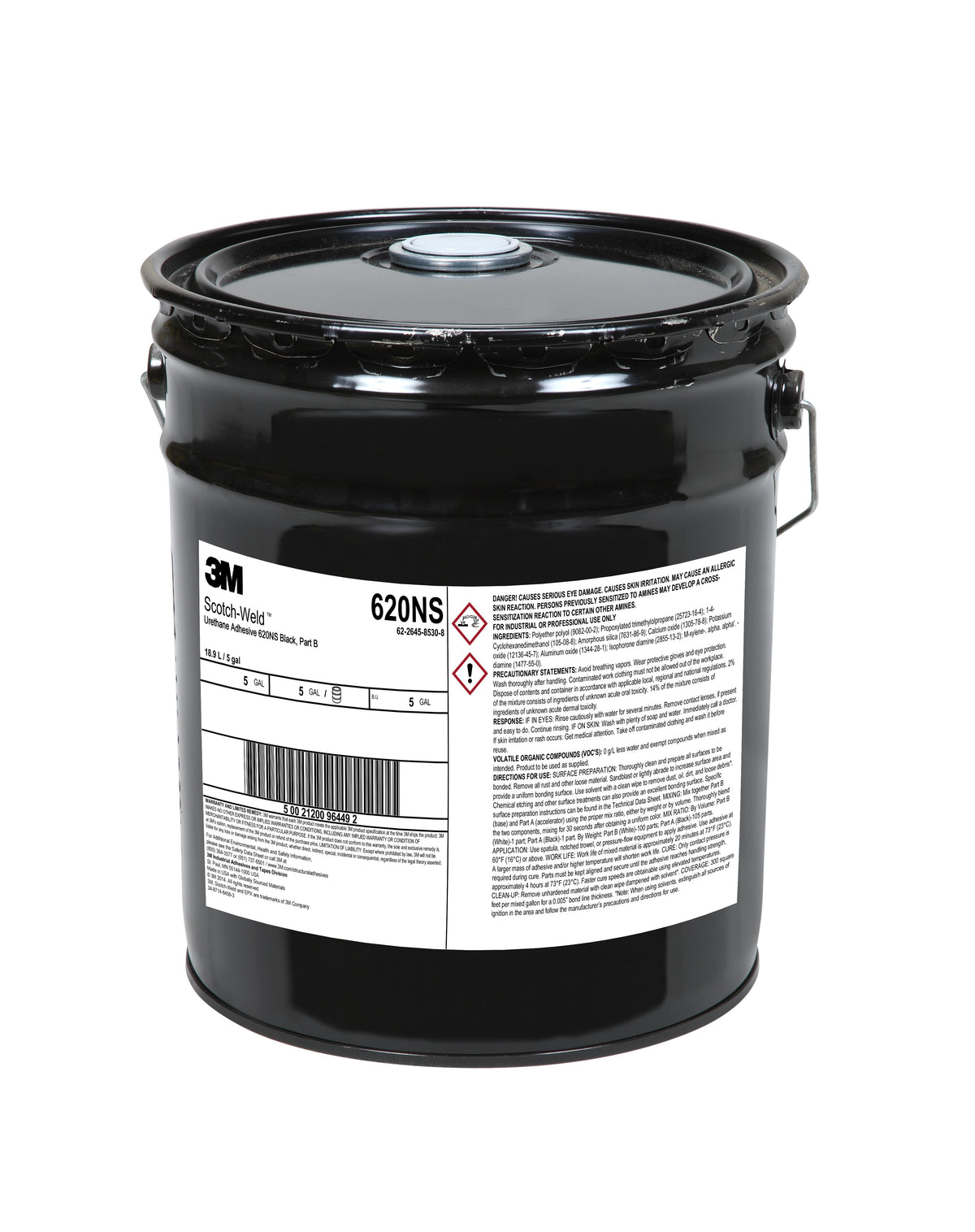3M TM Scotch-Weld TM Urethane Adhesive 620NS, Black, Part B, 5 Gallon (19 L), Pail
