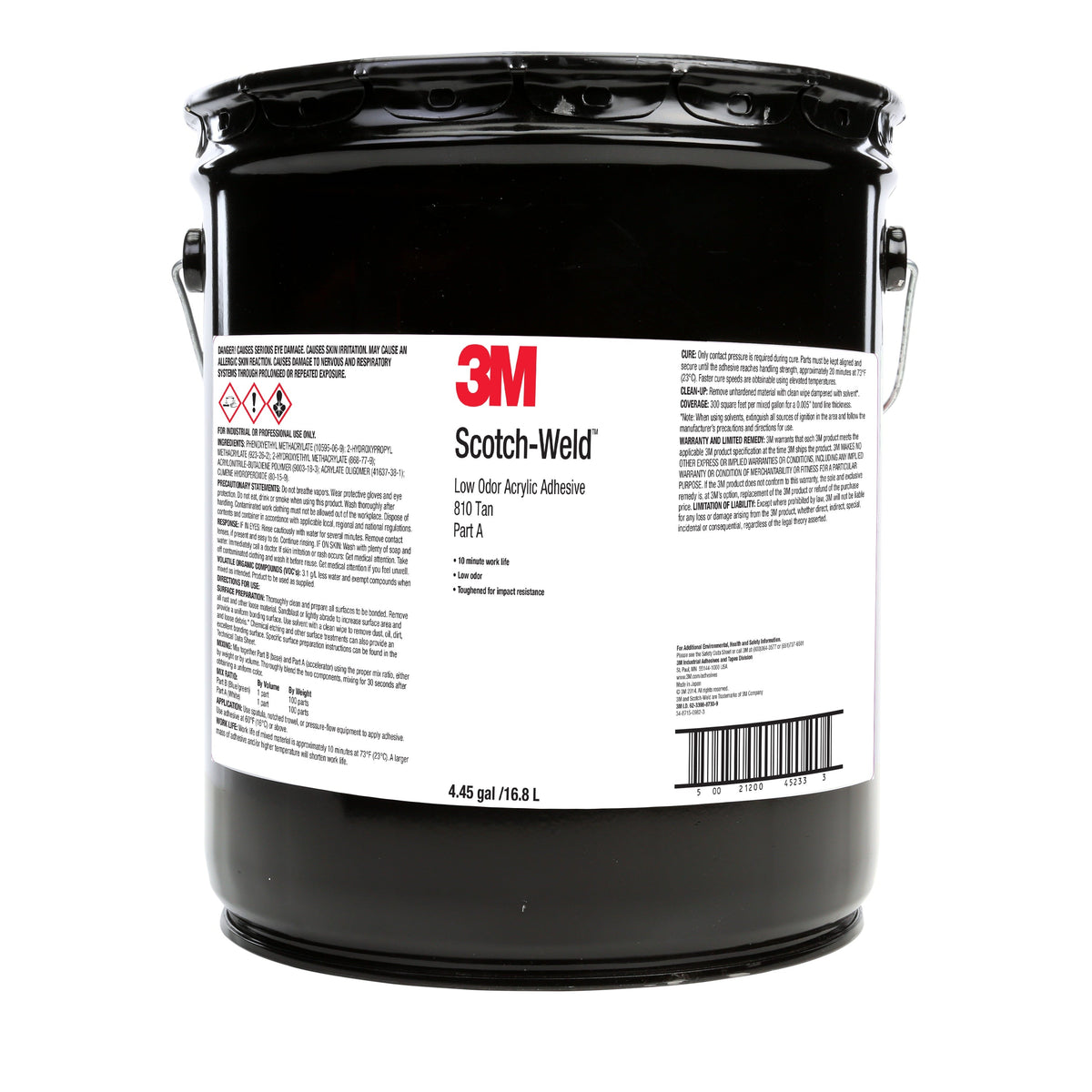 3M Scotch-Weld Low Odour Acrylic Adhesive 810, Tan, Part A, 5 gallon container
