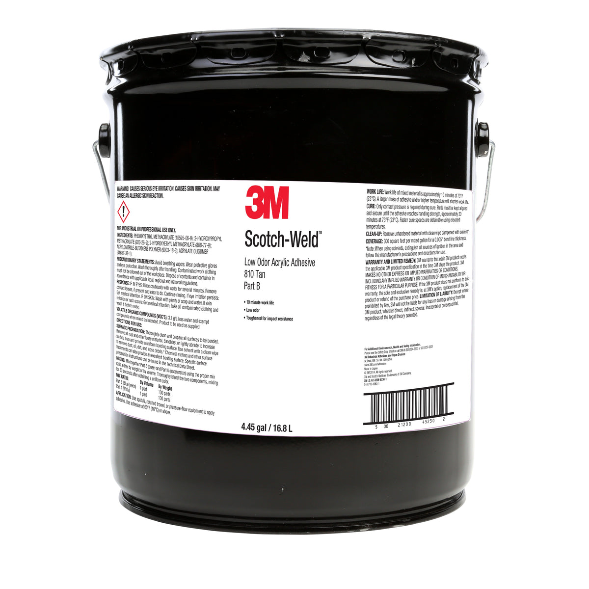 3M TM Scotch-Weld TM Low Odour Acrylic Adhesive 810, Tan, Part B, 4.4 Gallon (16.7 L)