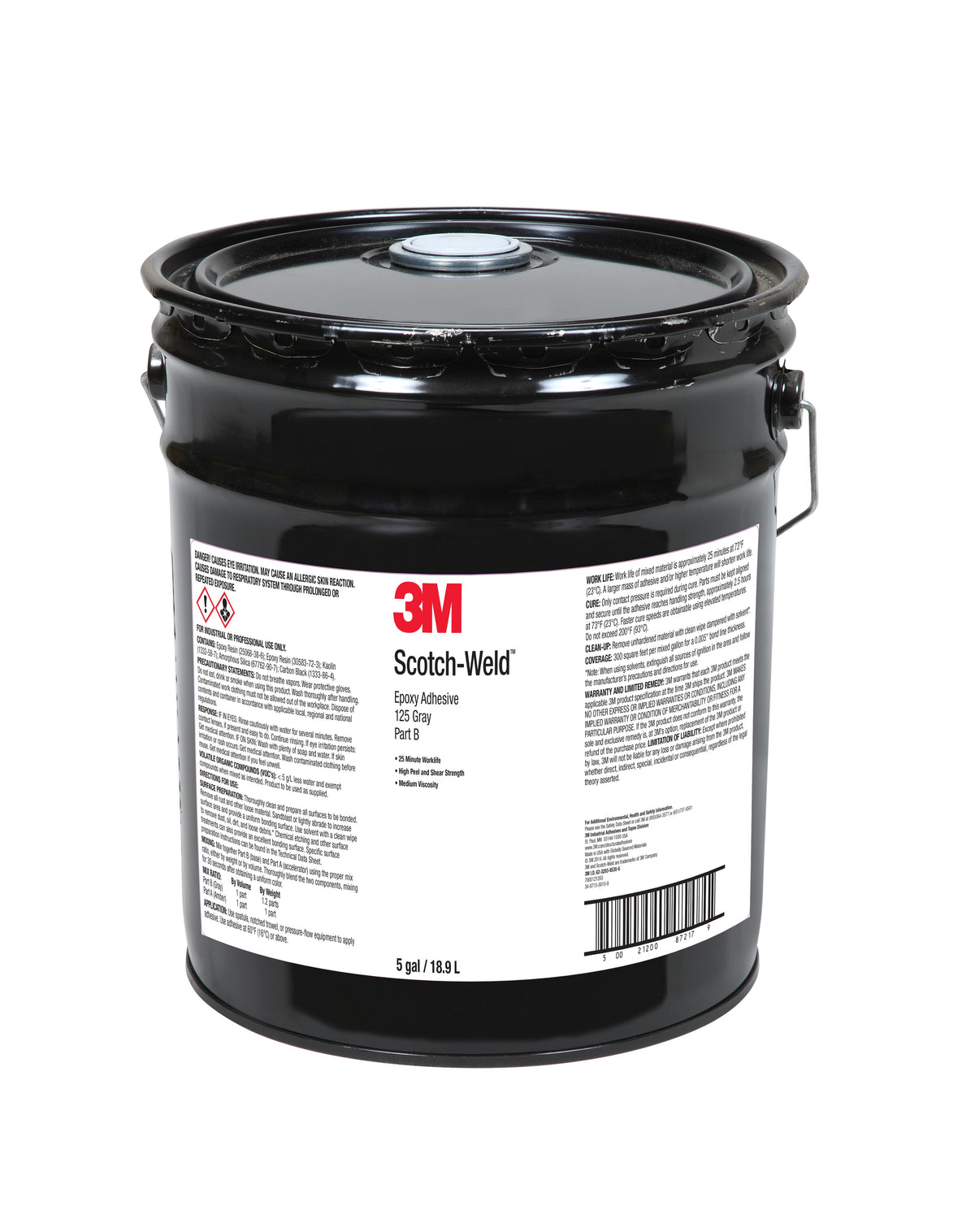 3M TM Scotch-Weld TM Epoxy Adhesive 125, Grey, Part B, 5 Gallon (18.927 L) (Pail), Drum