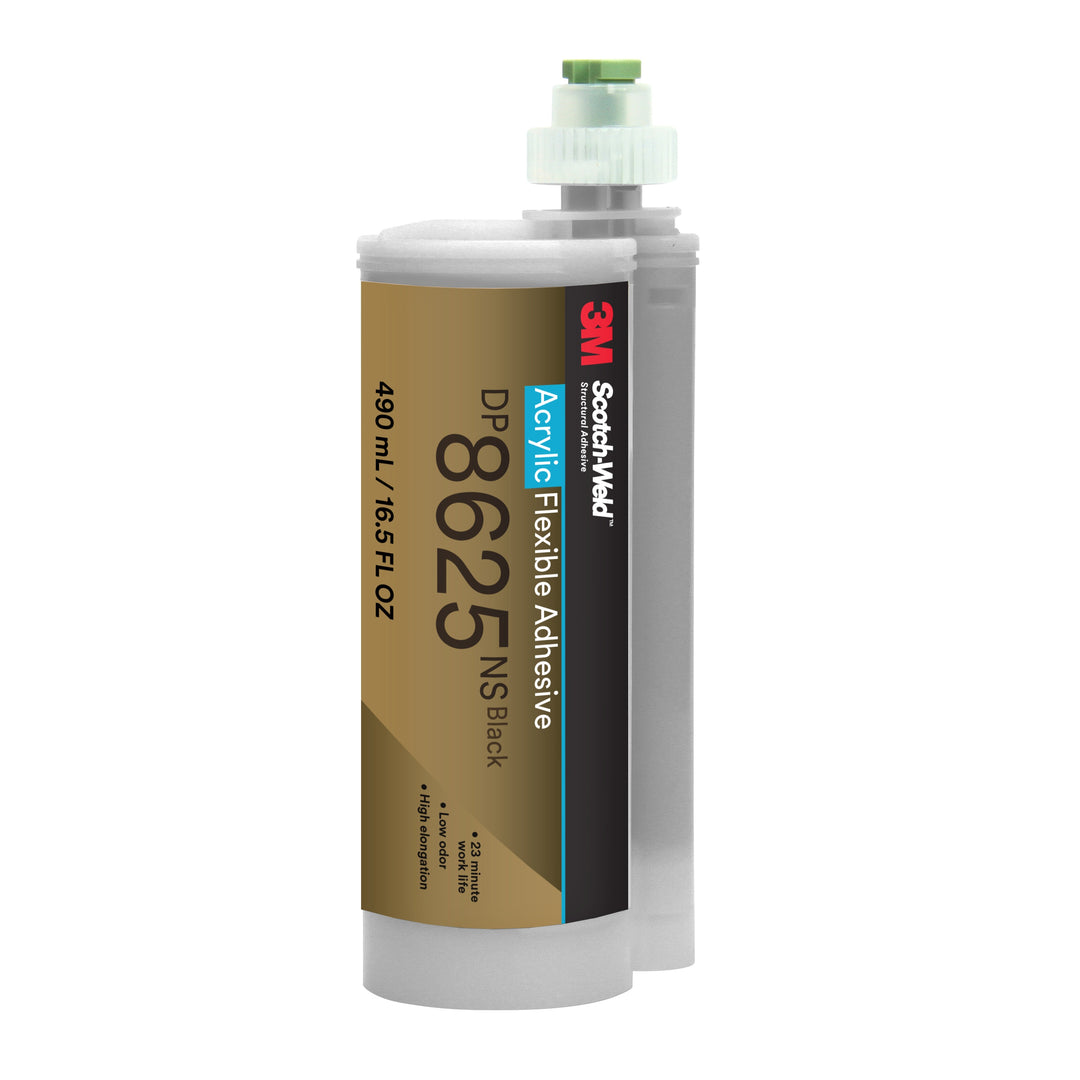 3M TM Scotch-Weld TM Flexible Acrylic Adhesive DP8625NS, Black, 16.5 fl oz (490 mL), Duo-Pak, 6/Case