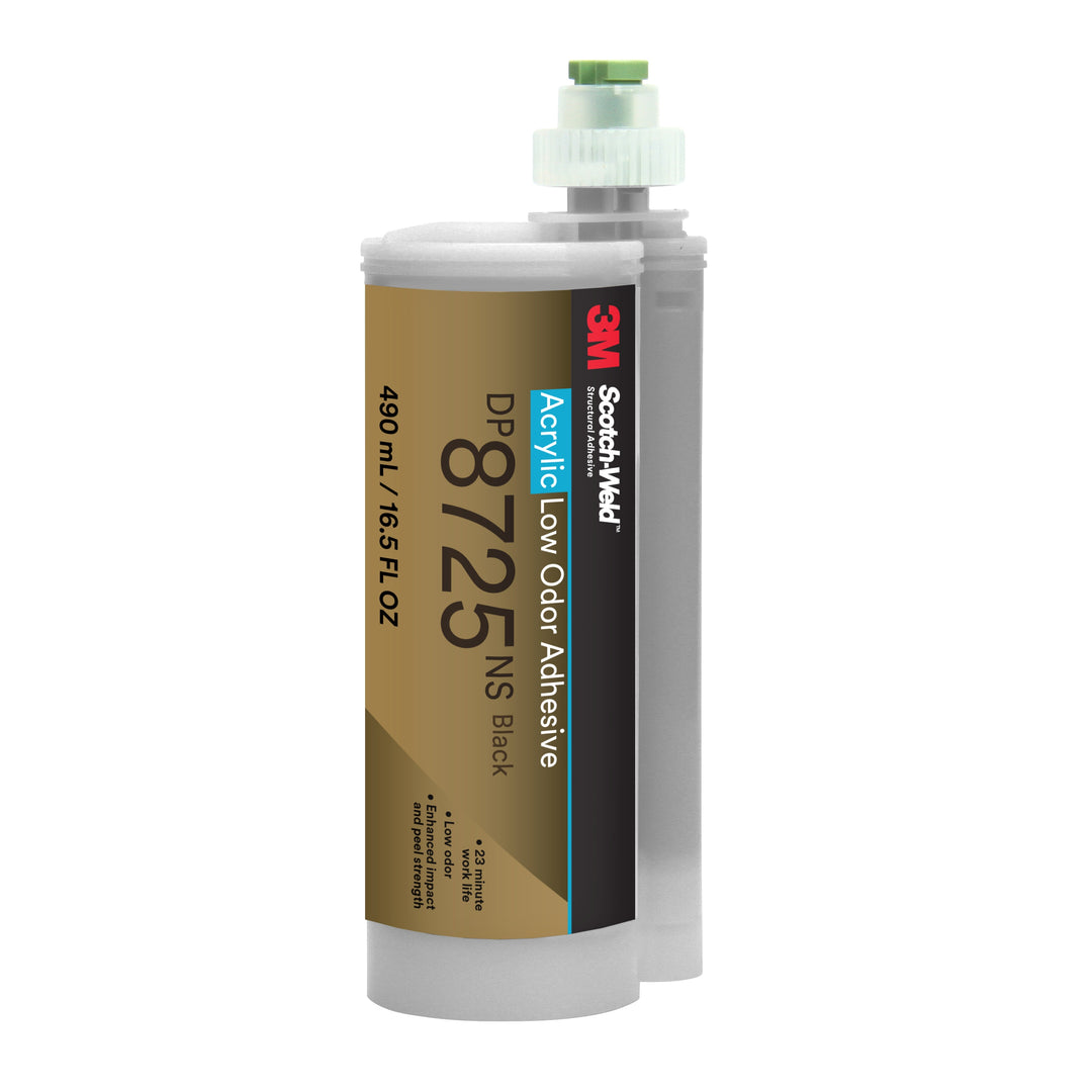 3M TM Scotch-Weld TM Low Odour Acrylic Adhesive DP8725NS, Black, 16.5 fl oz (490 mL), Duo-Pak, 6/Case
