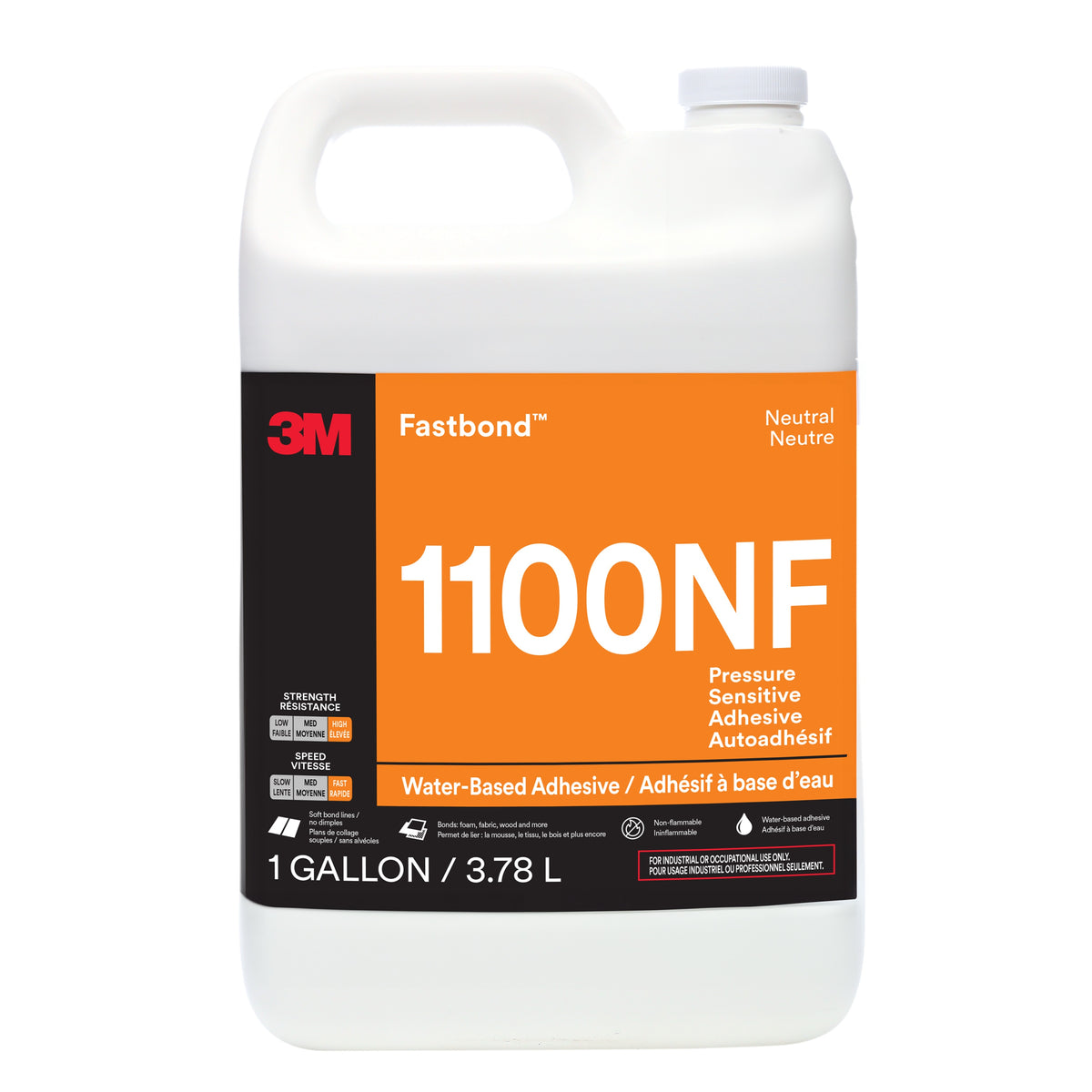 3M TM Fastbond TM Foam Adhesive 1100NF, Neutral, 1 Gallon (3.8 L), 4 Each/Case