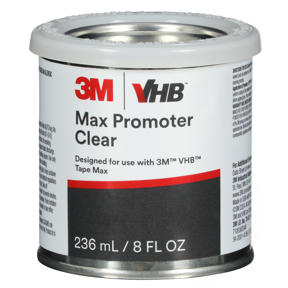3M TM VHB TM Tape Max Promoter, Clear, 1/2 Pint, 12 Can/Case