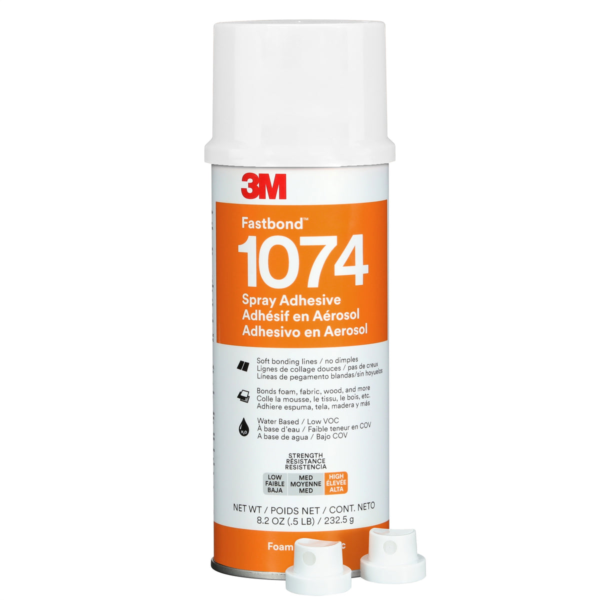 3M TM Fastbond TM Water-Based Foam and Fabric Adhesive 1074, Low VOC <6%, Neutral, Net Wt 8.2 oz, 6 Can/Case