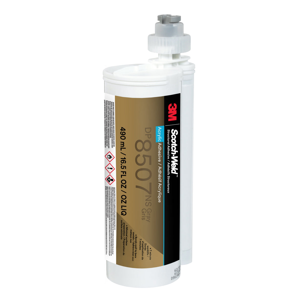 3M TM Scotch-Weld TM Acrylic Adhesive DP8507NS, Grey, 490 mL, Duo-Pak, 6/Case