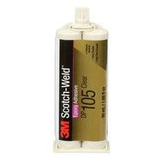 3M Scotch-Weld DP105 2-part epoxy adhesive cartridge in clear, 1.69 fl oz, showing the duo-pak cartridge for strong bonding.