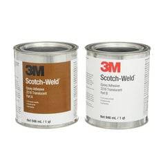 3M Scotch-Weld 2216 epoxy adhesive 2-part kit in translucent, showing the 1-quart container and included components.
