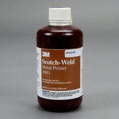 3M Scotch-Weld 3901-1/2PT metal primer in red, 237 ml bottle, used for adhesive bonding on metal surfaces.