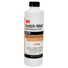 3M Scotch-Weld AC79 clear instant adhesive primer in an 8 fl oz bottle, used for bonding and surface preparation.