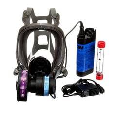 3M Powerflow 6800PF face-mounted powered air-purifying respirator in medium size, with adjustable headgear and filtration components.