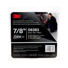 Black 3M Automotive Acrylic Plus Attachment Tape 06383, 7/8 inch x 20 yards, 45 mil thickness, for secure automotive bonding.