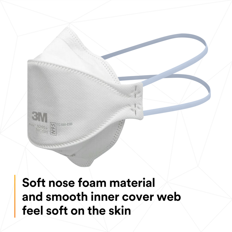 3M Aura™ 9205+ N95 Flat-Fold Particulate Respirator – Made in Canada, Individually Packaged (Case of 440 | Box of 20) – MFG 7100246592 - eGrimesDirect