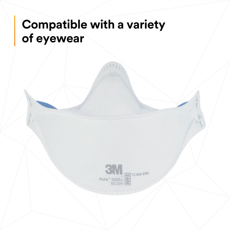 3M Aura™ 9205+ N95 Flat-Fold Particulate Respirator – Made in Canada, Individually Packaged (Case of 440 | Box of 20) – MFG 7100246592 - eGrimesDirect