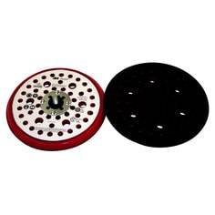 3M AB20356 Hookit backup pad for sanding, red low-profile disc pad with 6-inch diameter and 52 holes for dust extraction.