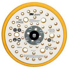 3M Hookit clean sanding disc pad 20425, 6-inch diameter, 1/2-inch width, 5/16-24 external threads, 25-hole backup pad.