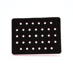 3M Hookit Clean Sanding Pad 20435, 3x4 inch red foam backup pad with 33 holes for sanding and polishing.